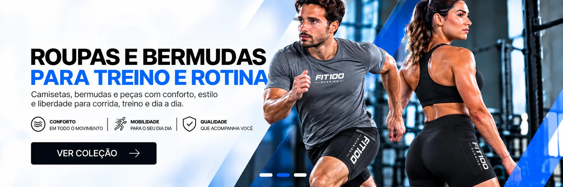 Roupas e bermudas FIT100 Running para treino e rotina